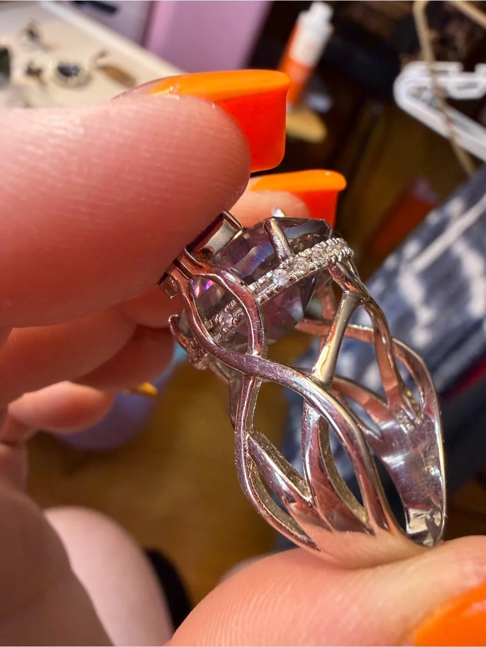 Mystic Topaz and Amethyst Cocktail Ring - Silver
